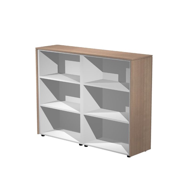 7331920003387-Armoire mi-haute double Flora - L162,8xP43xH119,8 cm - portes mélaminés - 4 étagères --P_405154477_2-1