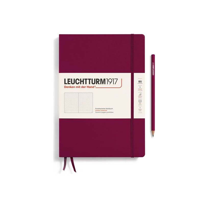 4004117615962-Leuchtturm1917 - Carnet de notes rigide - composition B5 - pointillés - bordeaux-P_405155482_1-0
