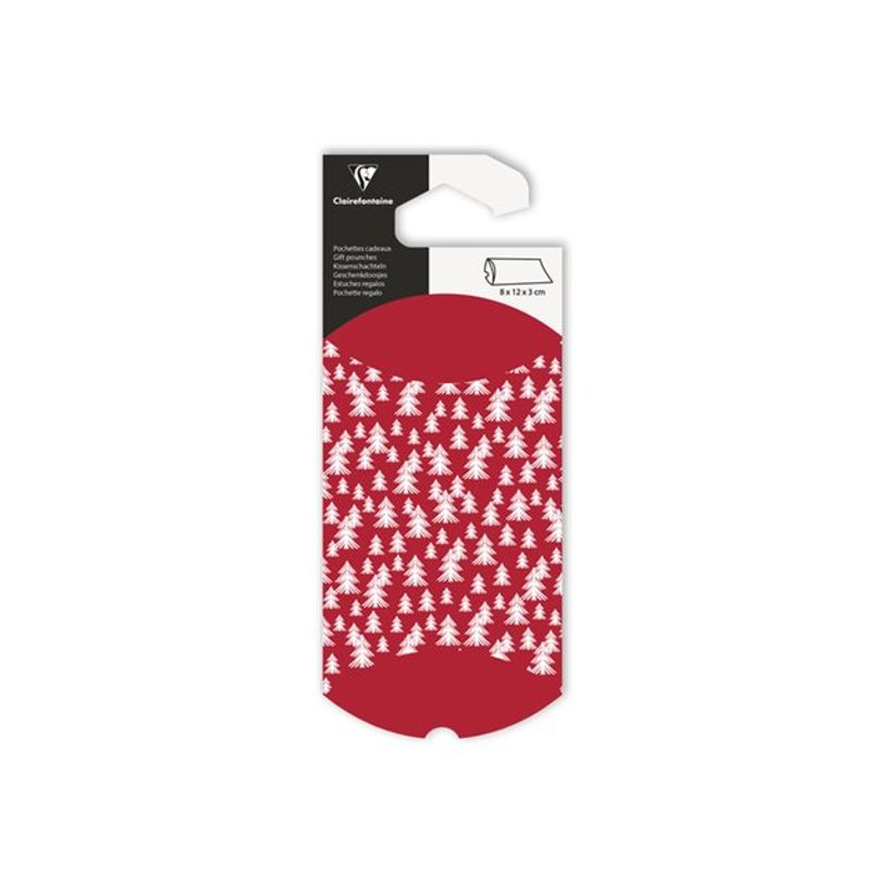 3329686180101-Clairefontaine - Pochette cadeau - 8 x 12 cm - sapins - rouge-P_405156666_1-0