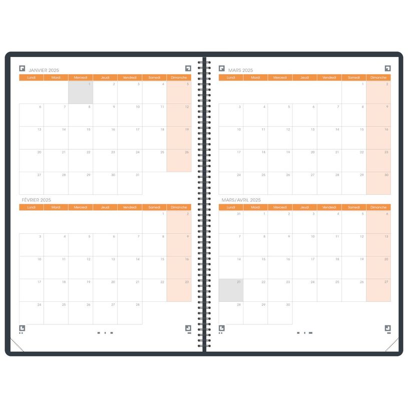 3147280283055-Agenda Oxford International - 16 mois - 1 semaine sur 2 pages - 21x29,7 cm - Colori Noir --P_405161816_4-2