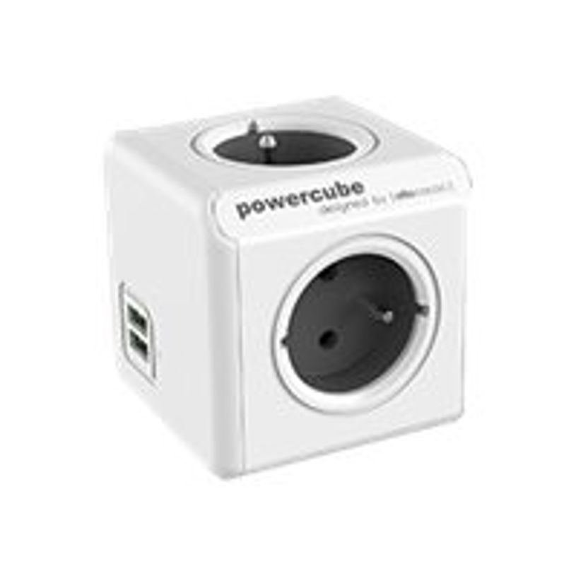 8718444082217-Allocacoc PowerCube - Bloc multiprises - 4 prises de courant + 2 USB - 1,5m - gris-P_405162823_1-0