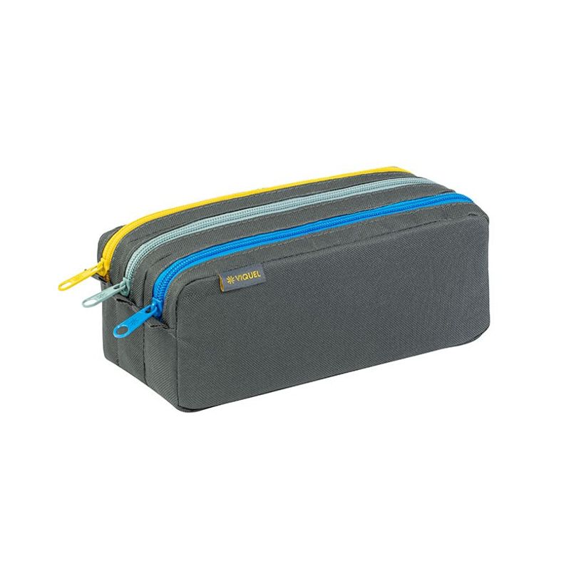 3135250997576-Trousse Trizip - 3 compartiments - 2 modèles : bleu marine ou gris - Viquel-P_405165509_3-2