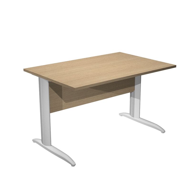 7331920000690-Bureau droit Trend - L120 - Pieds métals - plateau imitation chêne - pied alu-P_405165609_1-0