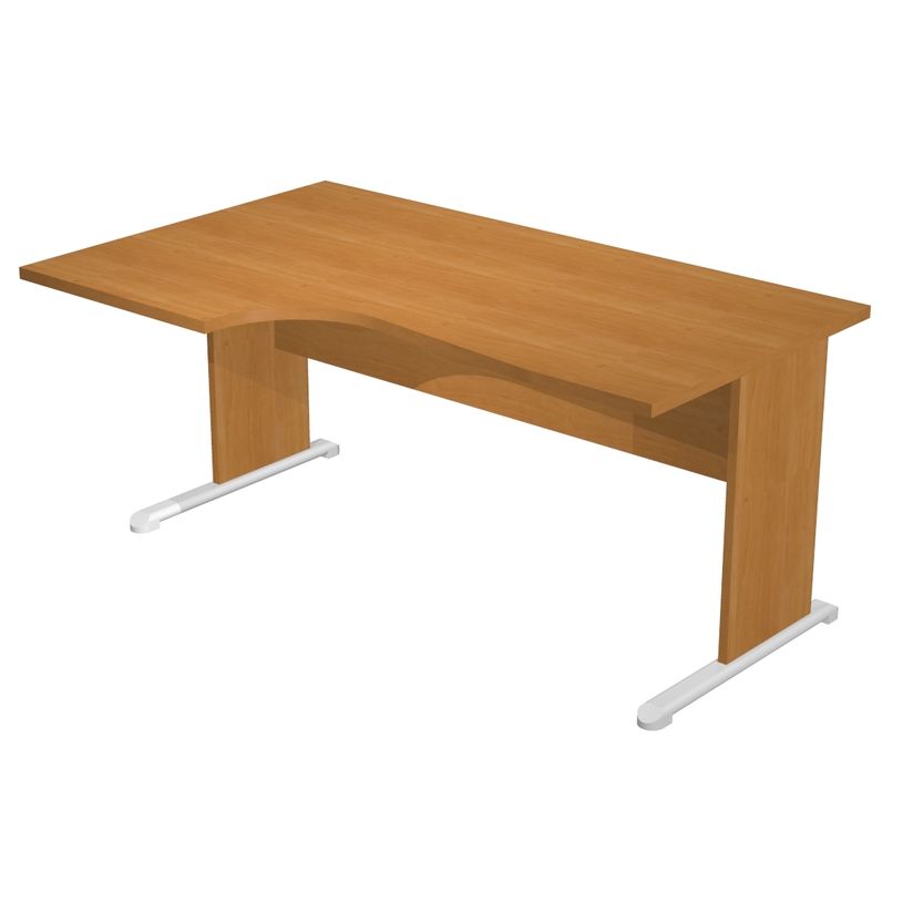 7331920000935-Bureau compact Trend - L160 cm - retour à gauche - pieds bois - plateau imitation aulne - (pied de renfort obligat-P_405165633_1-0