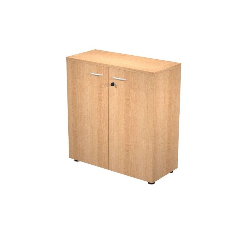 7331920002120-Bibliothèque basse Trend - L80xP35xH72 cm - 2 portes en mélaminé avec serrure - imitati-P_405165822_1-0