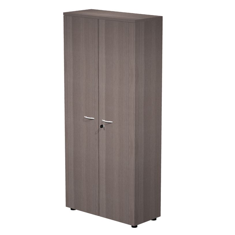 7331920002304-Bibliothèque haute Trend - L80xP35xH180 cm - 2 portes en mélaminé avec serrure - imitat-P_405165840_1-0