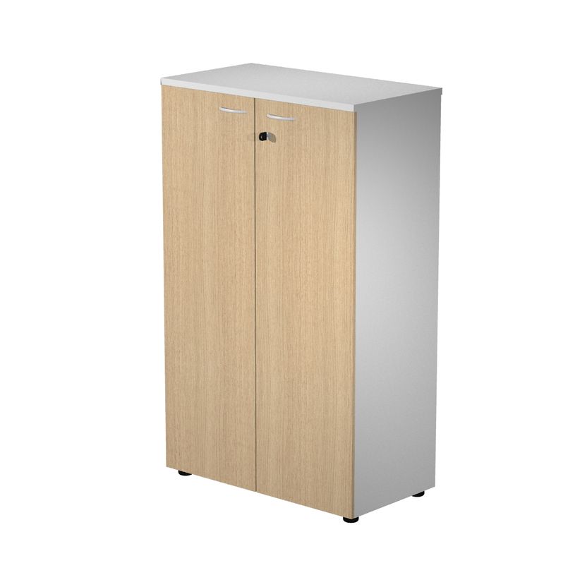 7331920002649-Bibliothèque mi-haute Trend - L80xP44xH120 cm - 2 portes en mélaminé avec serrure- imit-P_405165874_1-0