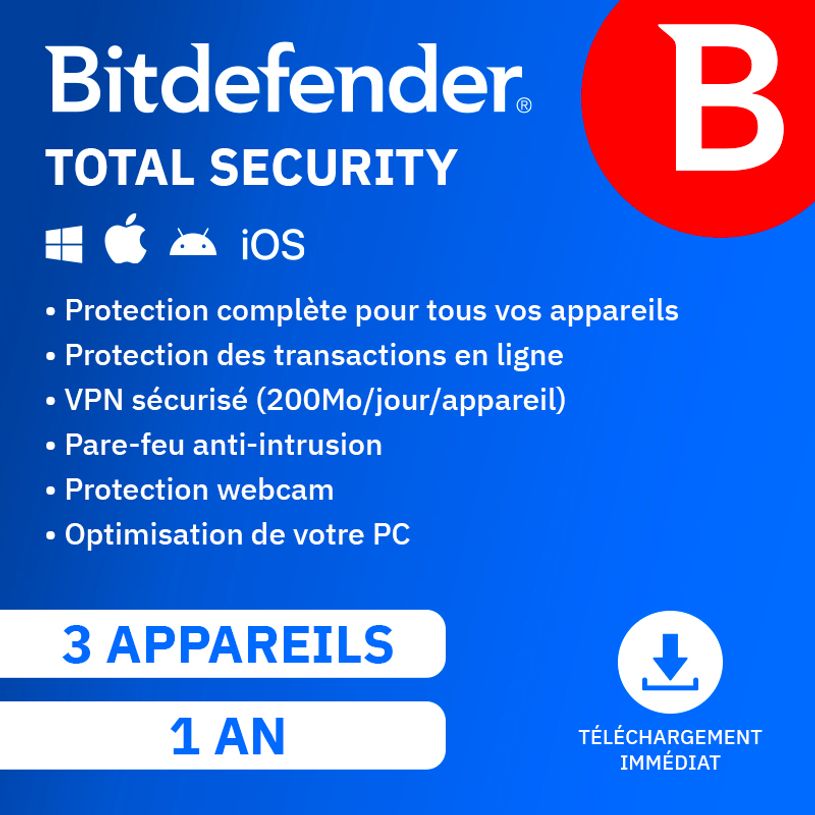 5949958020782-Bitdefender total security - Code d'activation envoyé par email valable pour 3 appareils -P_405166306_1-0