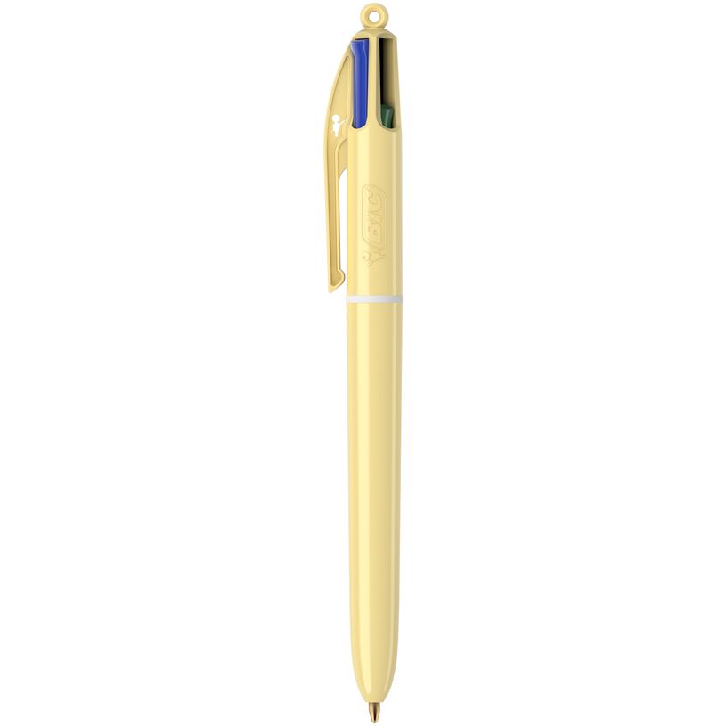 3086123739710-BIC 4 COULEURS - Stylo à bille 4 couleurs - 1 mm - pastel jaune-P_405184162_1-0