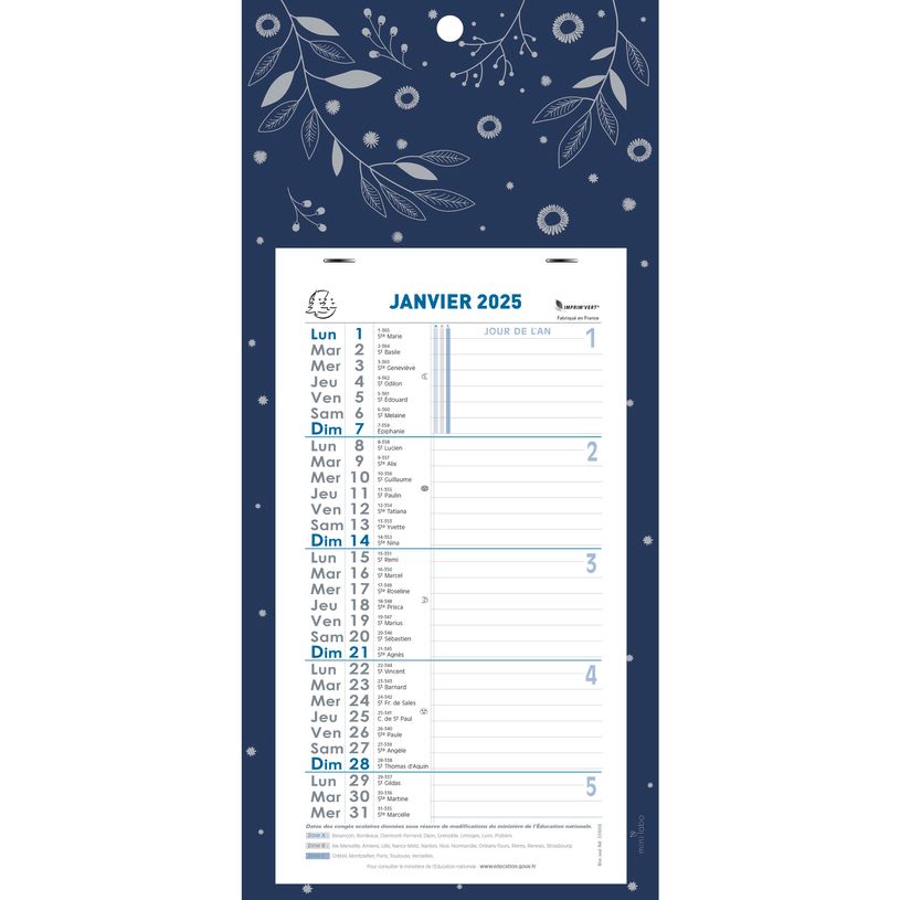 3660942086356-Calendrier mensuel avec feuillets détachables 13 x 23 cm sur support plaque imprimée Végétal 16 x 33 cm  - disponible dans dif-P_405186205_1-0