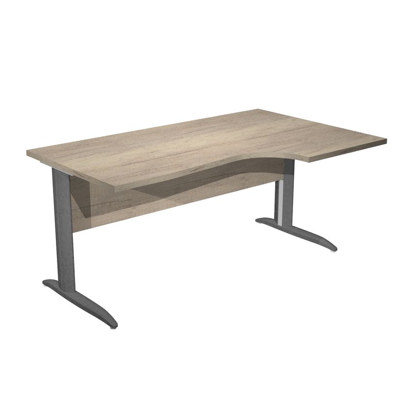 0404052241082-Bureau compact Trend - L160 cm - retour à droite - Pieds métals anthracite - plateau imitation chêne canadien - (pieds de renfort obligat-P_405224108_1-0