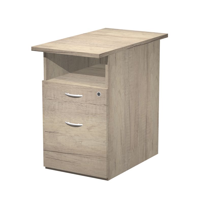 7331920004292-Caisson hauteur bureau Trend - L43xP80xH72 cm - 2 tiroirs + 1 niche - imitation chêne can-P_405224129_1-0