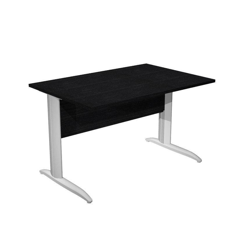0404052255232-Bureau droit Trend - L120 - Pieds métals - plateau imitation frêne noir - pied alu-P_405225523_1-0