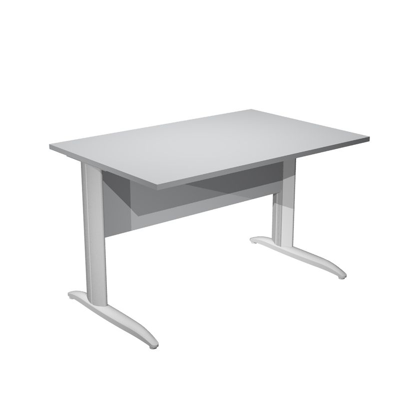 0404052255607-Bureau droit Trend - L140 - Pieds métals - plateau gris - pied alu-P_405225560_1-0