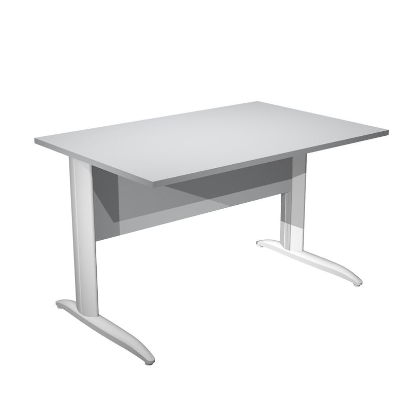 0404052255959-Bureau droit Trend - L160 - Pieds métals - plateau gris - pied blanc-P_405225595_1-0