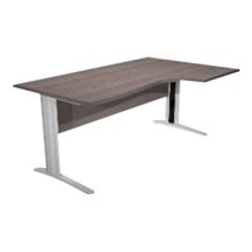 0404052256642-Bureau compact Trend - L160 cm - retour à droite - Pieds métals effet chromé - plateau imitation frêne noir - (pieds de renfort obligat-P_405225664_1-0