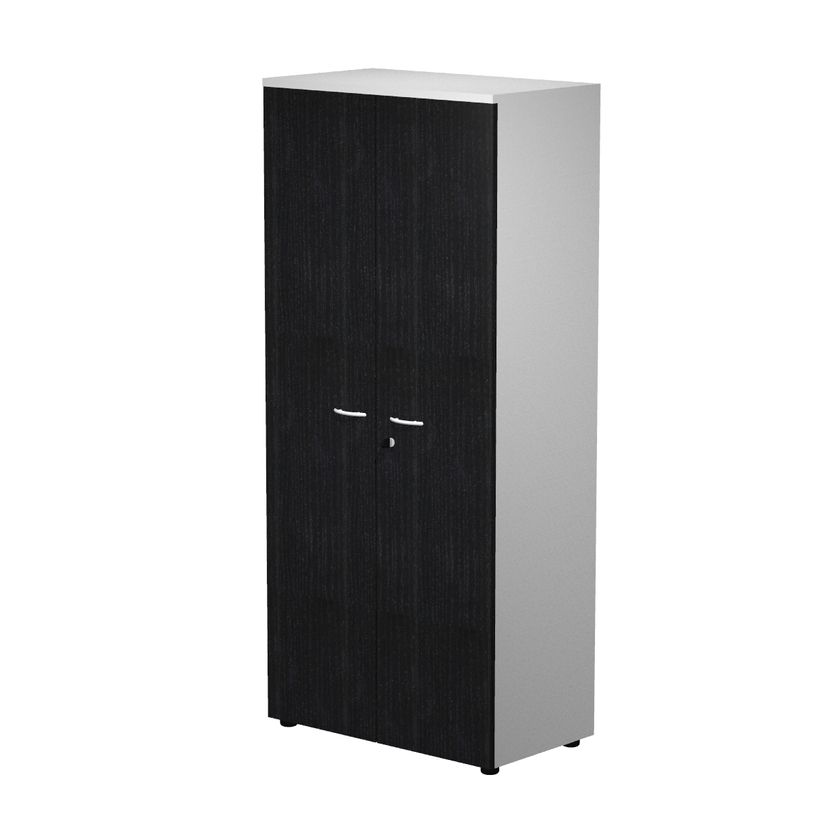 0404052257748-Bibliothèque haute Trend - L80xP44xH180 cm - 2 portes en mélaminé avec serrure - imitat-P_405225774_1-0