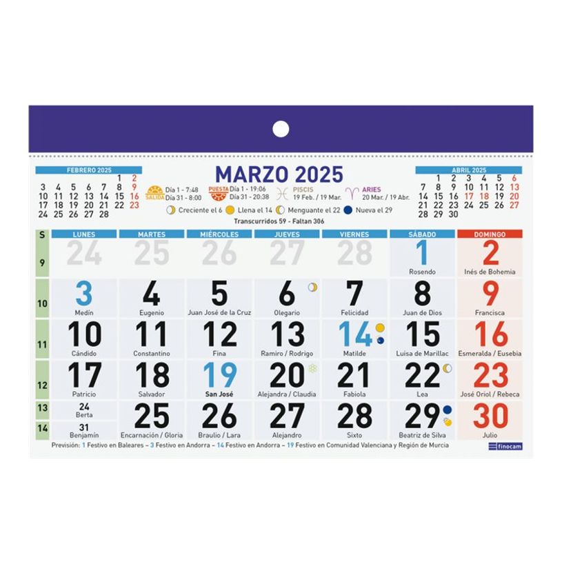 8422952381112-Finocam - Calendrier - 2025 - Skirt - mois à afficher - F91 - 150 x 105 mm - daté-P_405226565_1-0