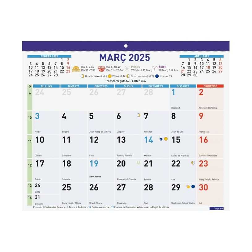 8422952381167-Finocam - Calendrier - 2025 - Skirt - mois à afficher - F43 - 300 x 247 mm - daté-P_405226574_1-0