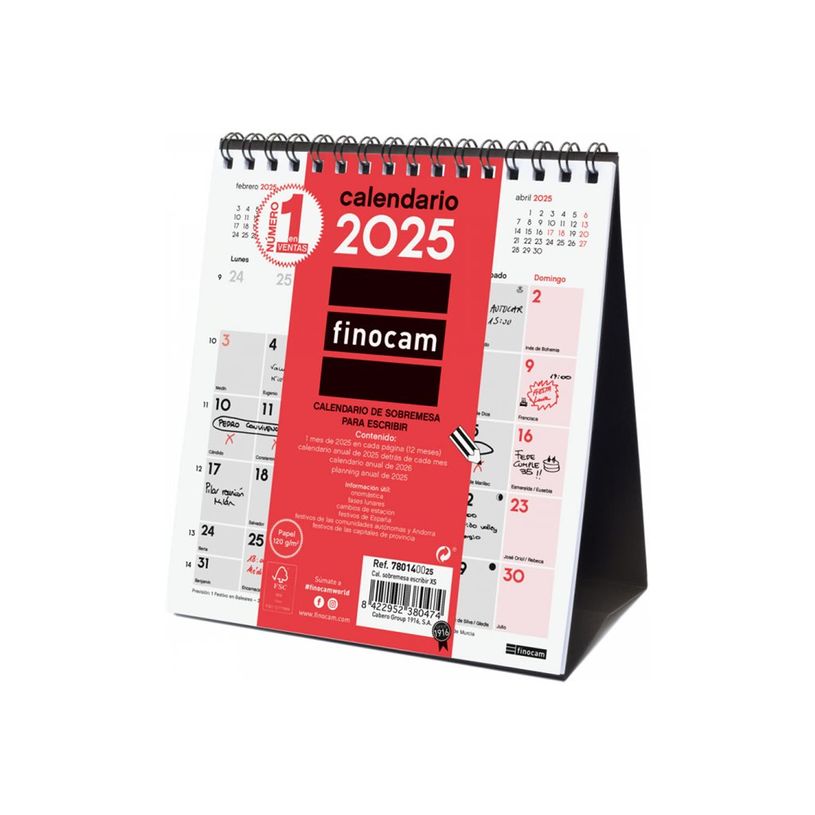 8422952380474-Finocam - Calendrier - de bureau - 2025 - mois à afficher - XS - 140 x 150 mm - daté-P_405226575_4-0