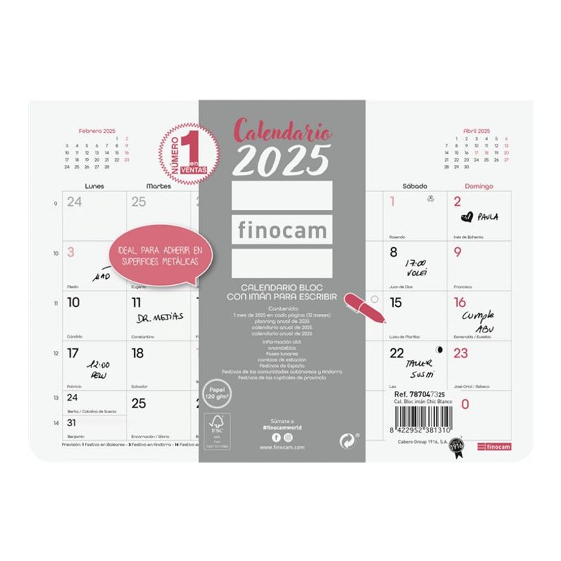 8422952381310-Finocam - Calendrier - 2025 - mois à afficher - 210 x 150 mm - daté - numéroté-P_405226609_6-0