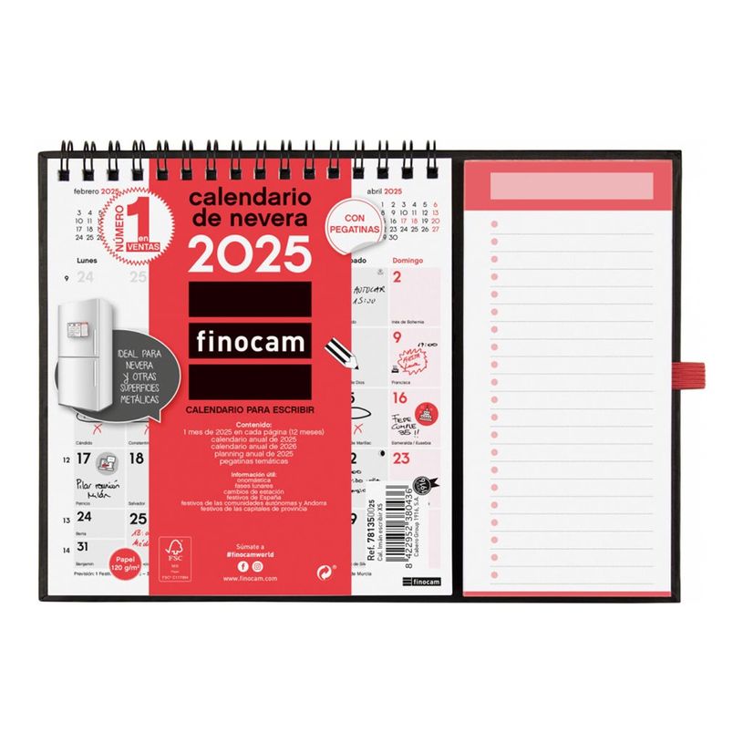 8422952380436-Finocam - Calendrier - 2025 - neutre - mois à afficher - XS - 140 x 150 mm - daté - num