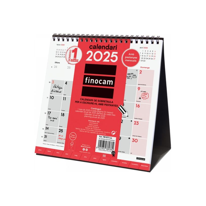 8422952380382-Finocam - Calendrier - de bureau - 2025 - mois à afficher - S - 190 x 190 mm - daté-P_405226671_3-0
