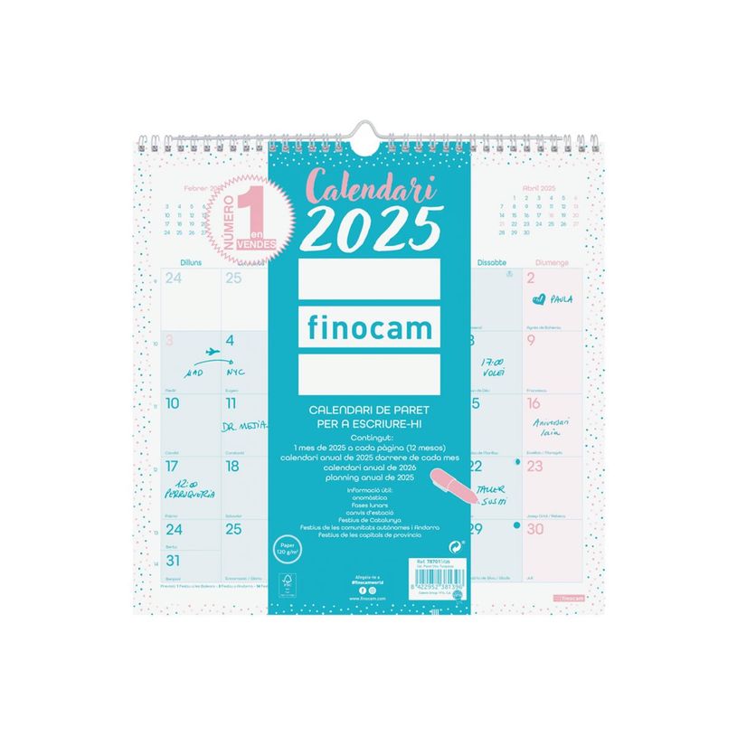 8422952381396-Finocam - Calendrier - fixation murale - 2025 - chic turquoise - mois à afficher - 300 x -P_405226710_3-0