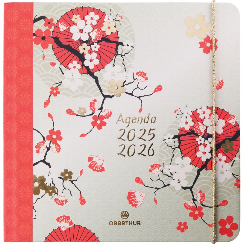 3664447200248-Agenda à élastique Sakura - 1 semaine sur 2 pages - 16,5 x 16,5 cm - fleurs de cerisiers-P_405228481_1-0