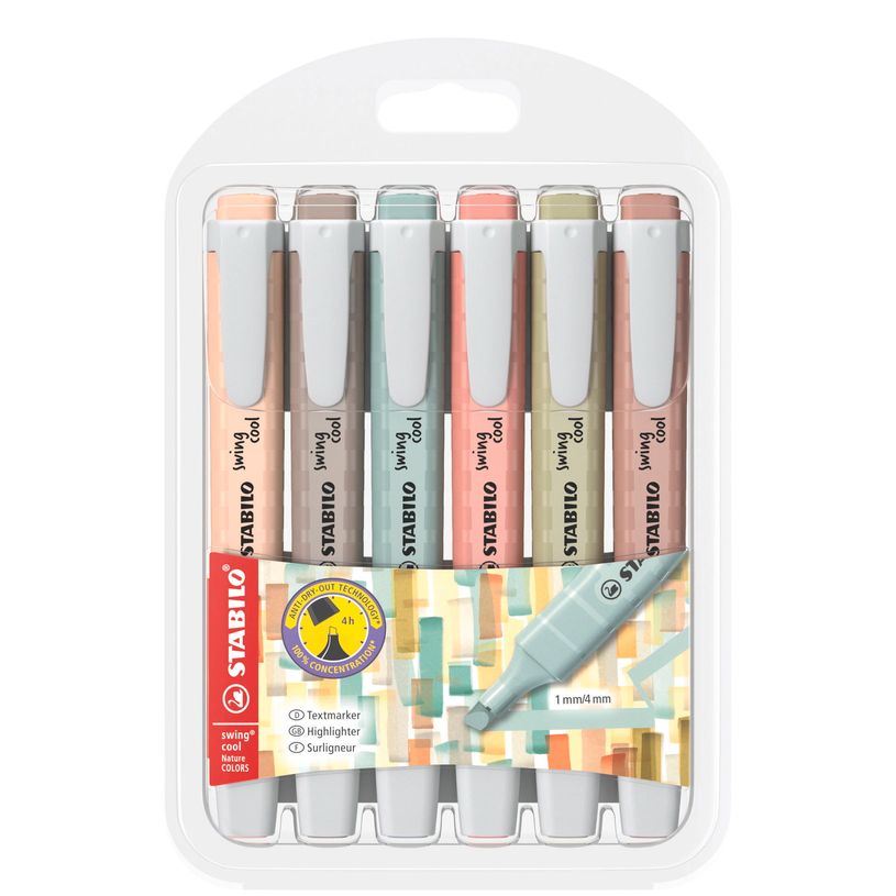 4006381619998-STABILO Swing cool NatureCOLORS - Pack de 6 surligneurs - couleurs assorties-P_405230168_1-0