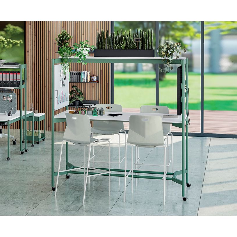 3253310547001-Table Coworking ELKI - L180 - plateau imitation noyer - pied vert sauge-P_405232803_3-2