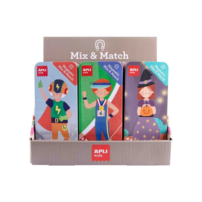 8410782197072-APLI kids - Display of 12 Magnetic Mix&Match Metal Boxes With 3 Themes: Sports, Superheroes and Theater - jeu d-P_405232902_1-3