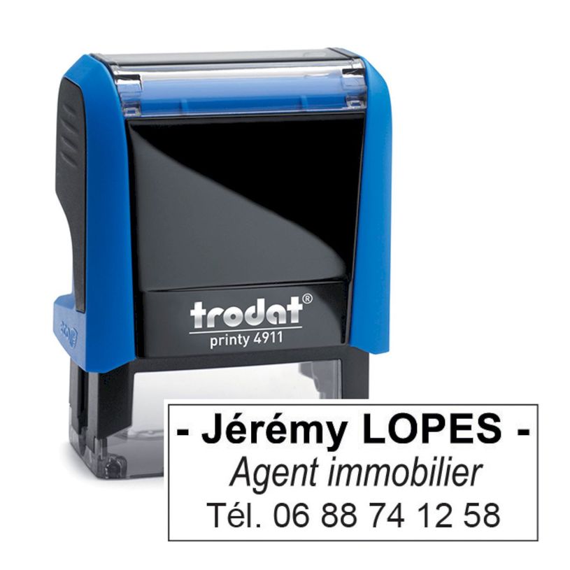 0092399430834-Tampon personnalisé avec 3 lignes - zone d'impression 38 x 14 mm - Trodat Printy 4911 ble-P_405233085_3-0