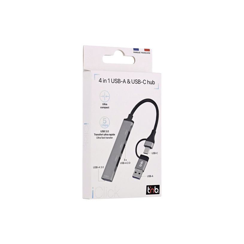 3303170116043-T'nB iClick - Hub - ultra mince - 1 x SuperSpeed USB 3.0 + 3 x USB 2.0 - de bureau-P_405234333_6-3