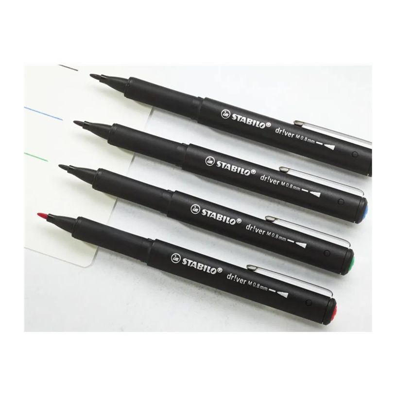 4006381615006-STABILO dr!ver - Feutre - noir, bleu, rouge, vert - encre à l'eau - 0.8 mm - moyen (pack -P_405240029_6-5