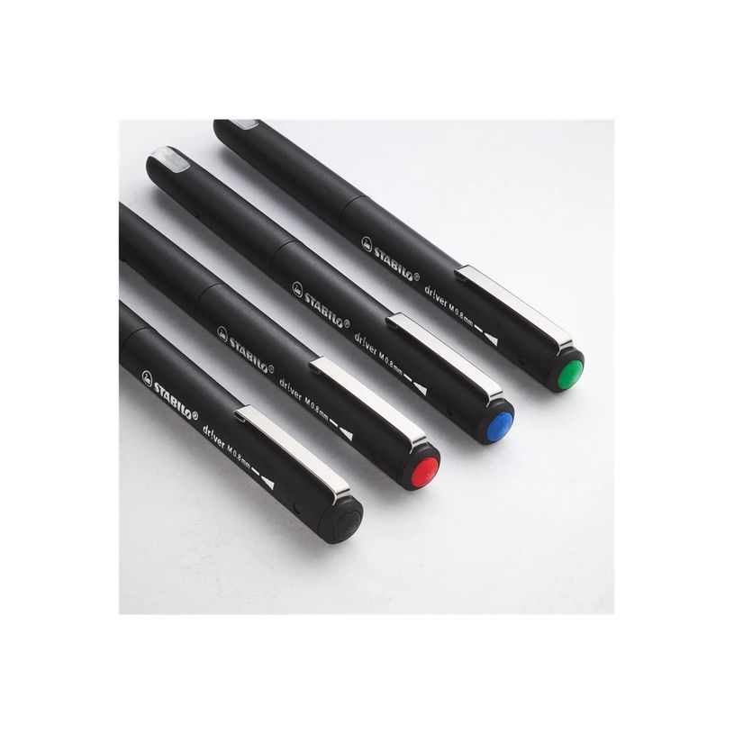 4006381615006-STABILO dr!ver - Feutre - noir, bleu, rouge, vert - encre à l'eau - 0.8 mm - moyen (pack -P_405240029_7-0