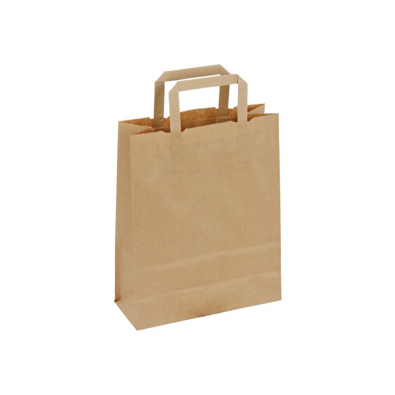3664233014028-Sac Kraft Brun avec Poignées Plates – Lot de 250, 22+10x28 cm – Solide et Écologique-P_405240355_1-0