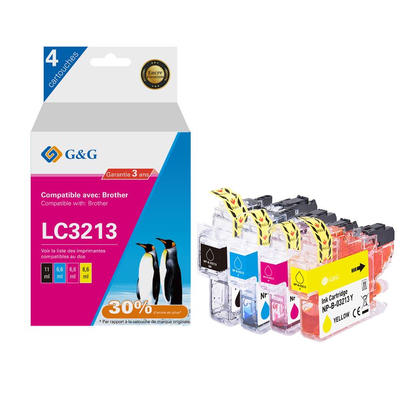 6937173407289-Cartouche compatible Brother LC3213 - Pack de 4 - noir, cyan, magenta, jaune - G&G-P_405242941_1-0