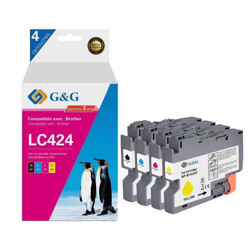 6942383144336-Cartouche compatible Brother LC424 - Pack de 4 - noir, cyan, magenta, jaune - G&G-P_405242945_1-0