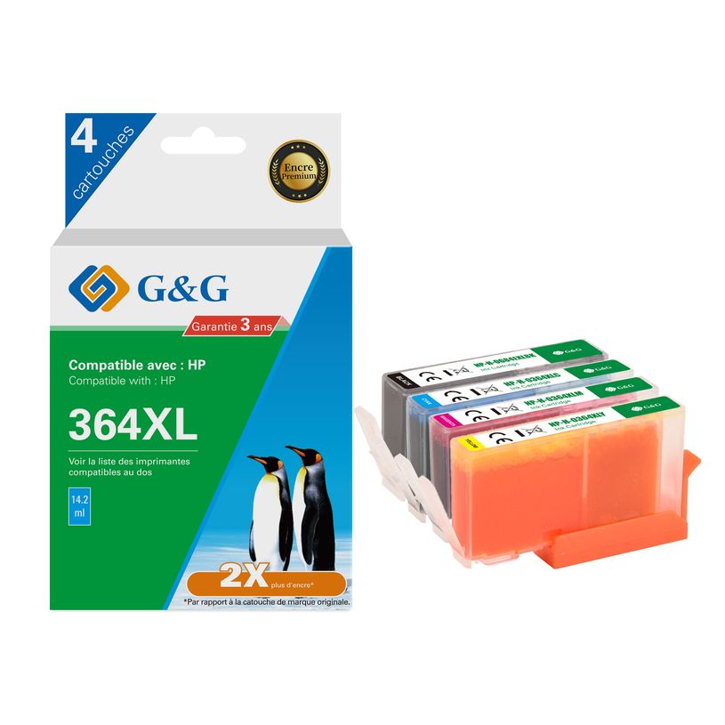 6941881288863-Cartouche compatible HP 364XL - Pack de 2 - noir, cyan, magenta, jaune - G&G-P_405242960_1-0