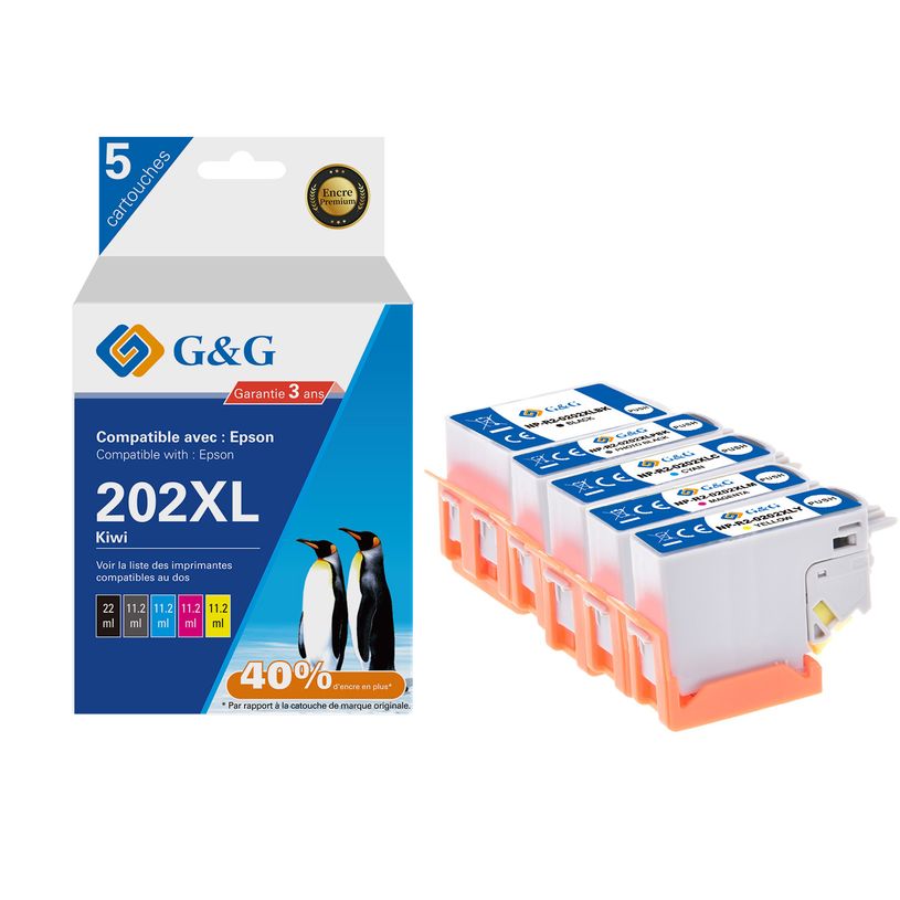 6941881288900-Cartouche compatible Epson 202XL Kiwi - Pack de 4 - noir, cyan, magenta, jaune - G&G-P_405242982_1-0
