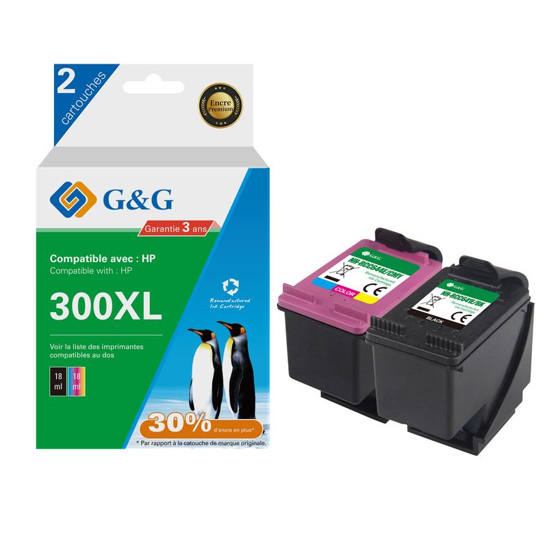 6937173407814-Cartouche compatible HP 300XL - Pack de 2 - noir, cyan, magenta, jaune - G&G-P_405243030_1-0