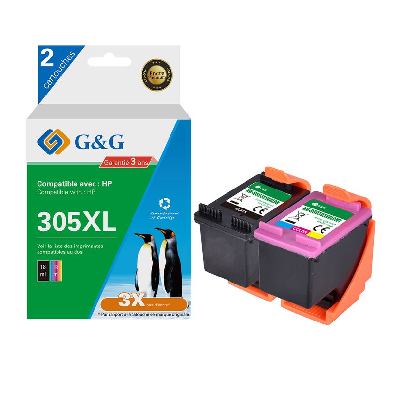 6941881289730-Cartouche compatible HP 305X - Pack de 2 - noir, cyan, magenta, jaune - G&G-P_405243035_1-0