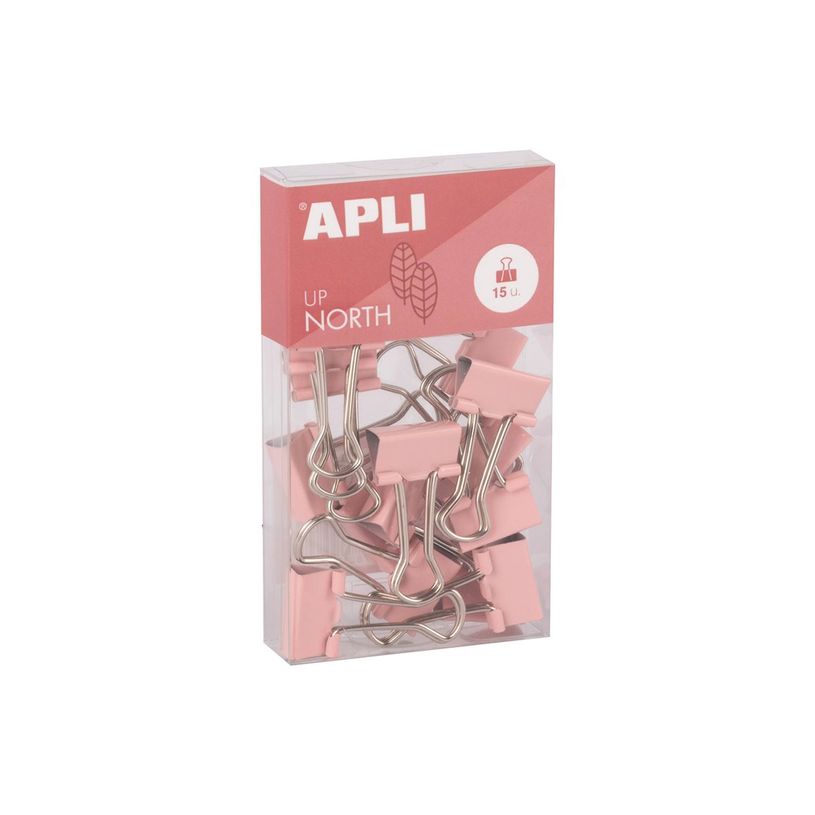 8410782199847-APLI Up North - Pince double clip - métal - rose - pack de 15-P_405243334_1-0