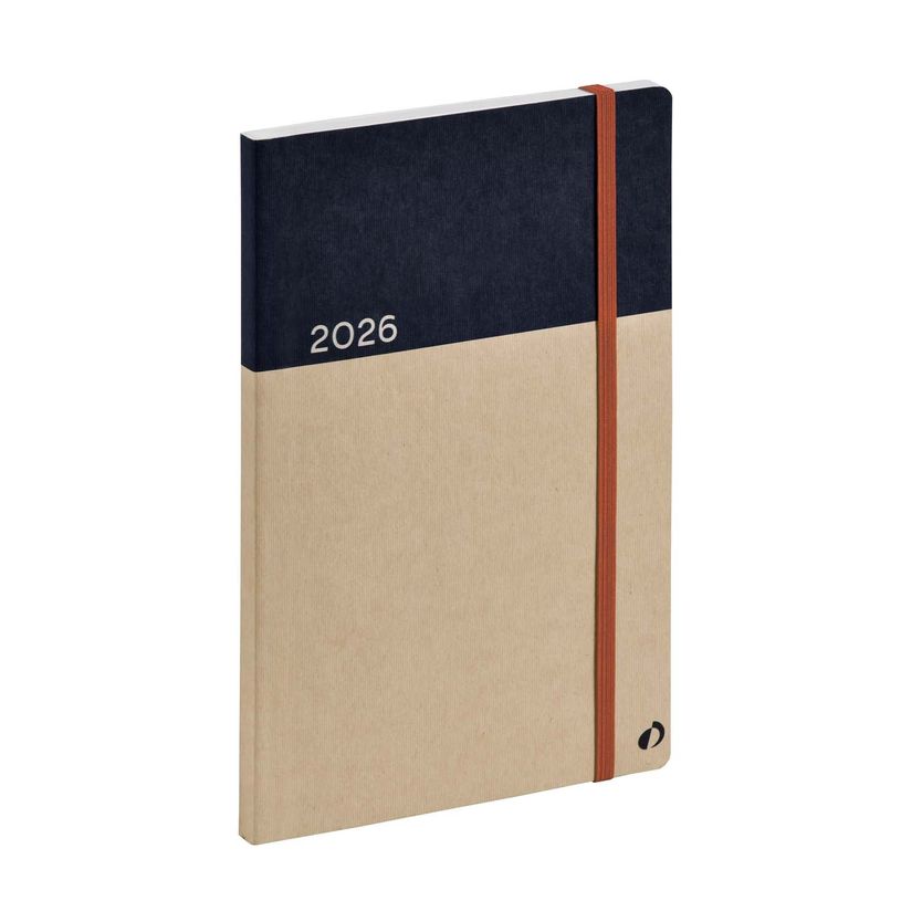 3371010532377-Agenda Année Civile - AFFAIRES RECYCLÉ Multilingue - Couverture Arrakis avec élastique - Bleu/sable - 10x15 cm  Semainier - 13 mois de décembre à déc--0