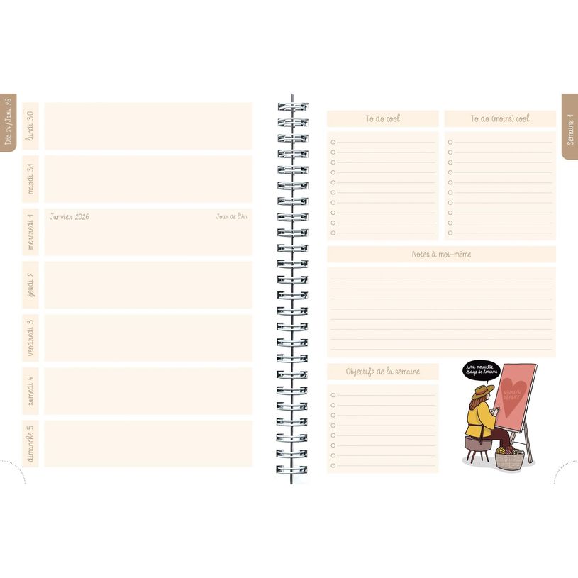 3660942088510-Agenda de bureau Gomargu 21S spiralé - 1 semaine sur 1 page - 15 x 21 cm - Une année - Exacompta--3