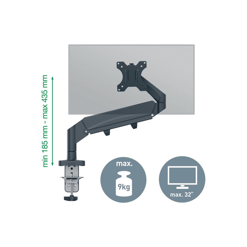 4002432134663-Leitz Ergo - Bras pour écran simple- 17"- 32"- faible encombrement - Métal - Gris fonc-P_405245720_10-4