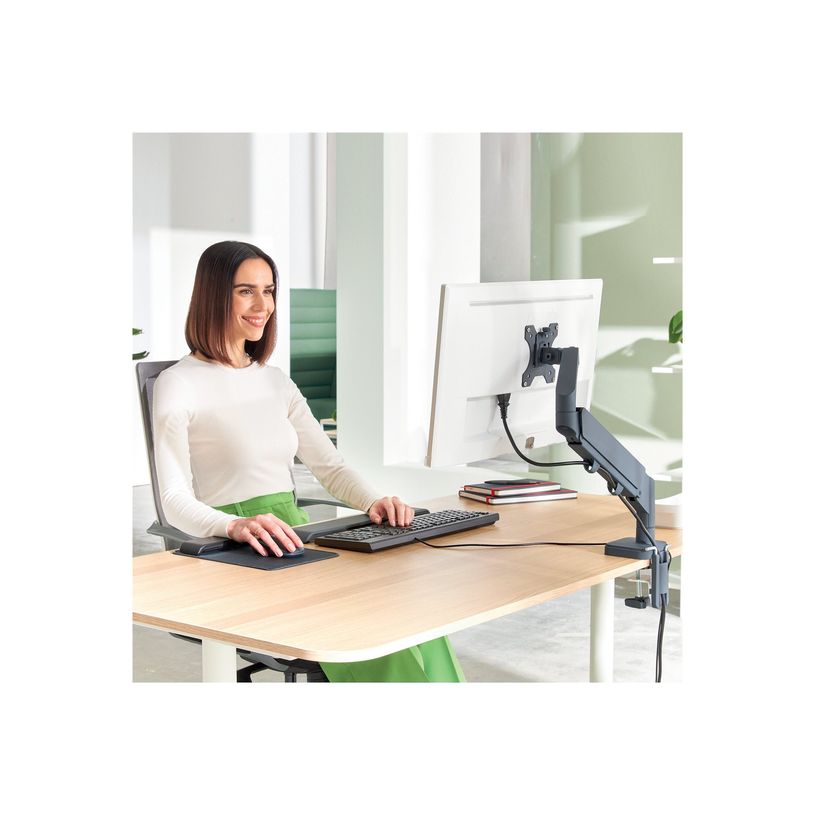 4002432134663-Leitz Ergo - Bras pour écran simple- 17"- 32"- faible encombrement - Métal - Gris fonc