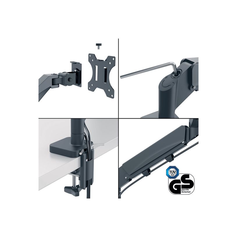 4002432134663-Leitz Ergo - Bras pour écran simple- 17"- 32"- faible encombrement - Métal - Gris fonc