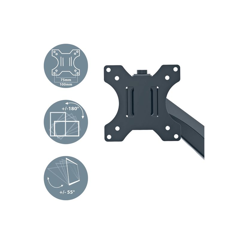 4002432134663-Leitz Ergo - Bras pour écran simple- 17"- 32"- faible encombrement - Métal - Gris fonc
